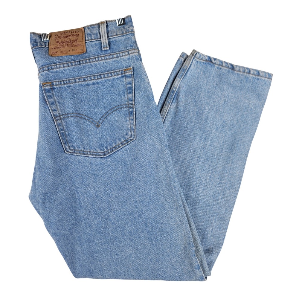 Levi's 505 Jeans Mens 38x30 (Fits 37x30) Blue Vintage 1995 Straight Leg USA Made